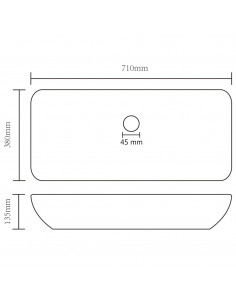 Lavabo Lusso Rettangolare Grigio Chiaro Opaco 71x38 cm Ceramica