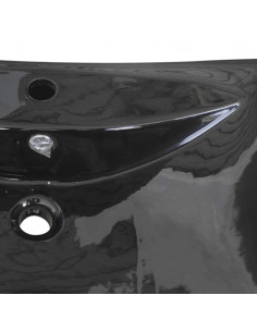 Lavabo Nero Ceramica Lusso Rettangolare Foro Trabocco Foro Rubinetto