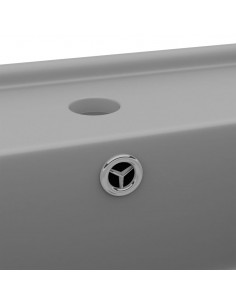 Lavabo Troppopieno Cubico Grigio Chiaro Opaco 41x41cm Ceramica