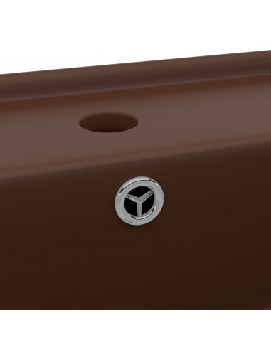 Lavabo Troppopieno Cubico Marrone Scuro Opaco 41x41cm Ceramica