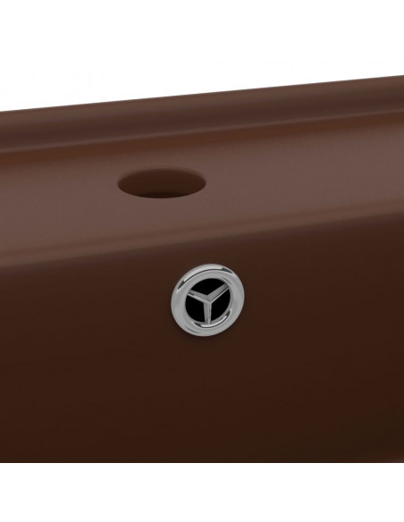 Lavabo Troppopieno Cubico Marrone Scuro Opaco 41x41cm Ceramica