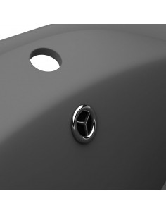 Lavabo Troppopieno Ovale Grigio Scuro Opaco 58,5x39cm Ceramica