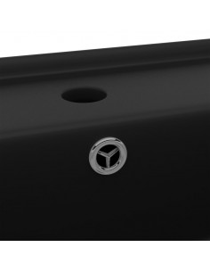 Lavabo Troppopieno Quadrato Nero Opaco 41x41cm Ceramica