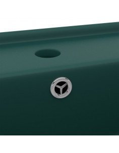 Lavabo Troppopieno Quadrato Verde Scuro Opaco 41x41cm Ceramica