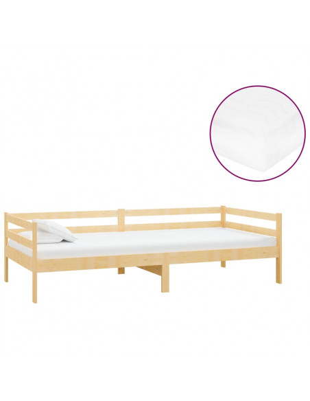Divano Letto con Materasso 90x200 cm Legno Massello di Pino