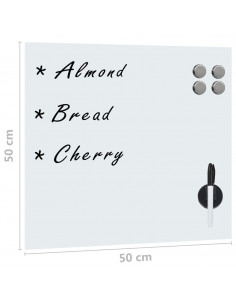 Lavagna Magnetica a Parete in Vetro 50x50 cm