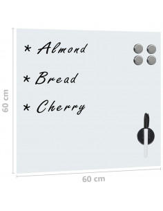 Lavagna Magnetica a Parete in Vetro 60x60 cm
