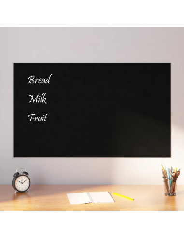 Lavagna Magnetica a Parete Nera 100x60 cm Vetro Temperato