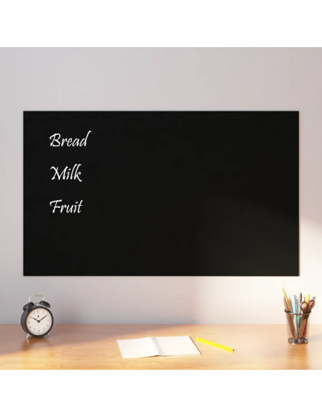 Lavagna Magnetica a Parete Nera 100x60 cm Vetro Temperato