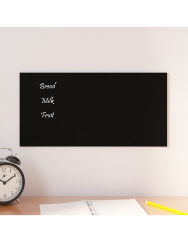 Lavagna Magnetica a Parete Nera 40x20 cm Vetro Temperato