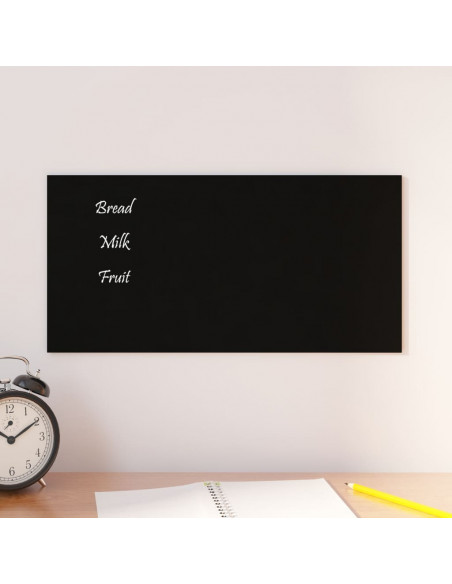 Lavagna Magnetica a Parete Nera 40x20 cm Vetro Temperato