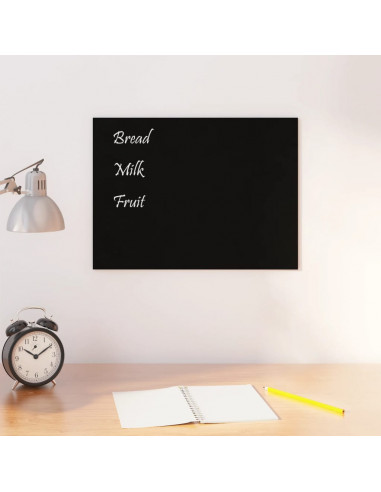 Lavagna Magnetica a Parete Nera 40x30 cm Vetro Temperato