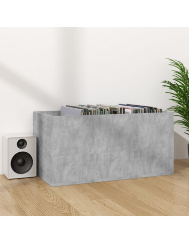 Contenitore per Vinili Grigio Cemento 71x34x36cm in Multistrato