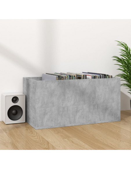 Contenitore per Vinili Grigio Cemento 71x34x36cm in Multistrato