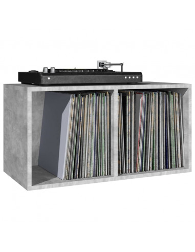 Contenitore per Vinili Grigio Cemento 71x34x36cm in Multistrato