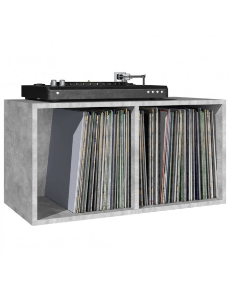Contenitore per Vinili Grigio Cemento 71x34x36cm in Multistrato