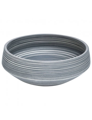 Lavabo da Appoggio Grigio Rotondo Φ41x14 cm Ceramica