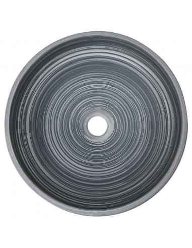 Lavabo da Appoggio Grigio Rotondo Φ41x14 cm Ceramica