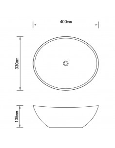 Lavandino 40x33x13,5 cm in Ceramica Argento