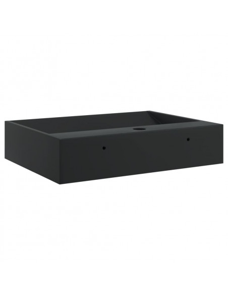 Lavandino 50x38x11 cm Blocco in Marmo/Minerale Nero Opaco