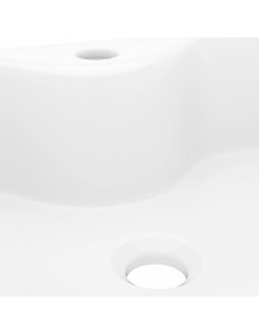 Lavandino Bagno in Ceramica Bianca Quadrato con Foro per Rubinetto