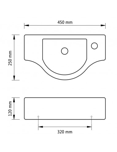 Lavandino Bagno in Ceramica con Foro per Rubinetto Bianco