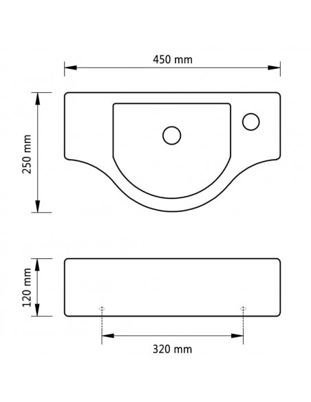 Lavandino Bagno in Ceramica con Foro per Rubinetto Bianco