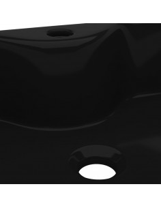 Lavandino Bagno in Ceramica Nera Quadrato con Foro per Rubinetto