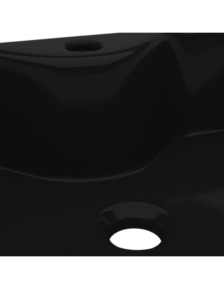 Lavandino Bagno in Ceramica Nera Quadrato con Foro per Rubinetto