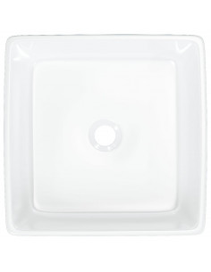 Lavandino Bianco 37x37x13 cm in Ceramica Quadrato