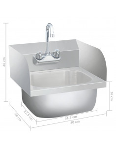 Lavandino Commerciale con Rubinetto in Acciaio Inossidabile