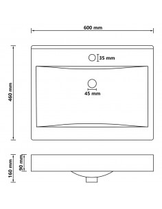 Lavandino con Foro Rubinetto Nero Opaco 60x46 cm in Ceramica