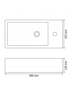 Lavandino con Foro Rubinetto Rettangolare Ceramica 46x25,5x12cm