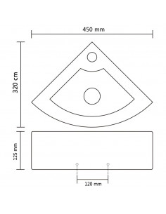 Lavandino con Troppopieno 45x32x12,5 cm in Ceramica Argento