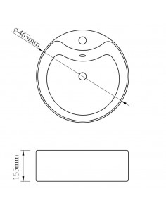 Lavandino con Troppopieno 46,5x15,5 cm in Ceramica Argento