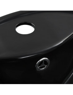 Lavandino con Troppopieno 46,5x18 cm in Ceramica Nero