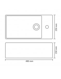Lavandino con Troppopieno 49x25x15 cm in Ceramica Argento