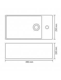 Lavandino con Troppopieno 49x25x15 cm in Ceramica Oro