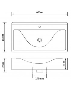 Lavandino con Troppopieno 60x46x16 cm in Ceramica Oro
