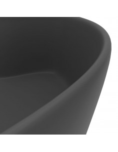 Lavandino con Troppopieno Grigio Scuro Opaco 36x13 cm Ceramica