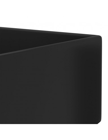 Lavandino con Troppopieno in Ceramica Nero Opaco