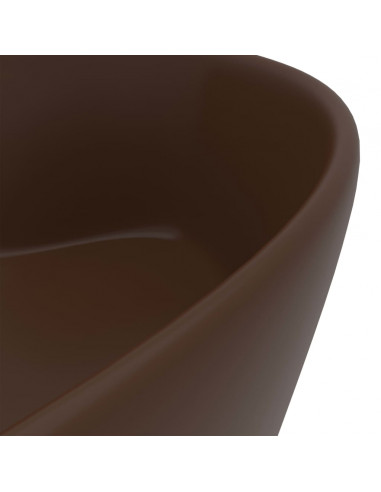Lavandino con Troppopieno Marrone Scuro Opaco 36x13 cm Ceramica