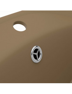 Lavandino con Troppopieno Ovale Crema Opaco 58,5x39cm Ceramica