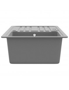 Lavandino cucina granito singolo con scolapiatti reversibile grigio