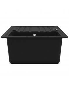 Lavandino Cucina Granito Singolo Scolapiatti Reversibile Nero