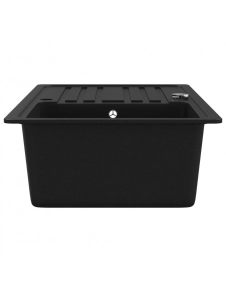 Lavandino Cucina Granito Singolo Scolapiatti Reversibile Nero
