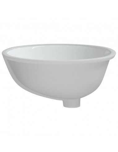 Lavandino da Bagno Bianco 47x39x21 cm Ovale in Ceramica