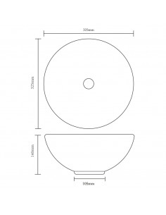 Lavandino da Bagno in Ceramica Bianca Rotondo