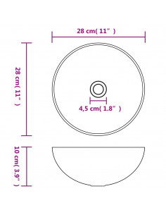 Lavandino da Bagno in Ceramica Marrone Scuro Rotondo