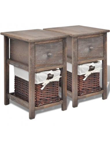 Comodino da Notte Set 2 pz in Legno Marrone